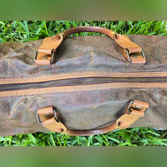 Etro Vintage 16” Travel Duffle Bag – Paisley & Leather – Rehab Project - Picture 12 of 15